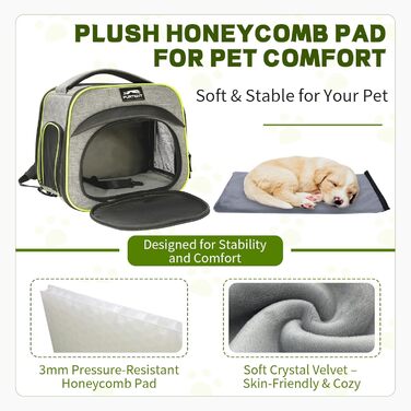 Сумка-переноска для тварин, складна, дихаюча, з леєрою, для цуценят, кошенят, морських свинок (до 3,6 кг), сіро-зелена