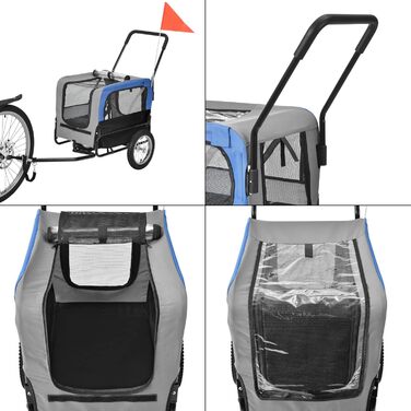 Причіп для велосипеда 2 в 1, прогулянковий, для собак до 20 кг, водонепроникний, з захистом від вітру та дощу, блакитний