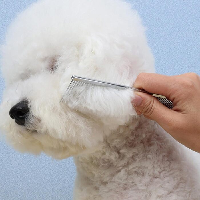 Гребінець для собак та котів Flohkamm - щітка для догляду за шерстю, для довгошерстих порід, щоденний догляд, після купання, для літніх тварин та цуценят, срібляста