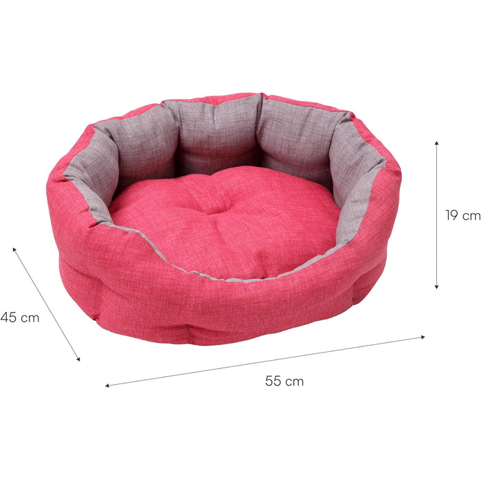 Кругла м'яка лежанка для собак та котів Baroni Home, розмір M, 45x55 см, сіра та фуксія, для дому