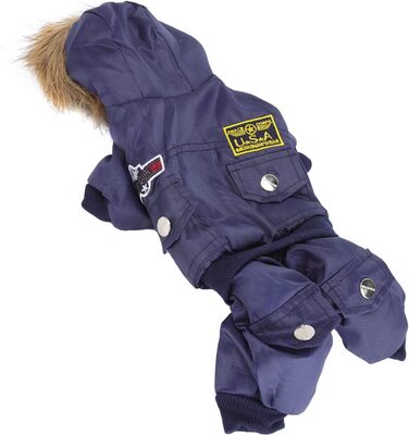 GLOGLOW Зимова куртка для собак, тепла, з капюшоном, для маленьких собак (S, блакитна)