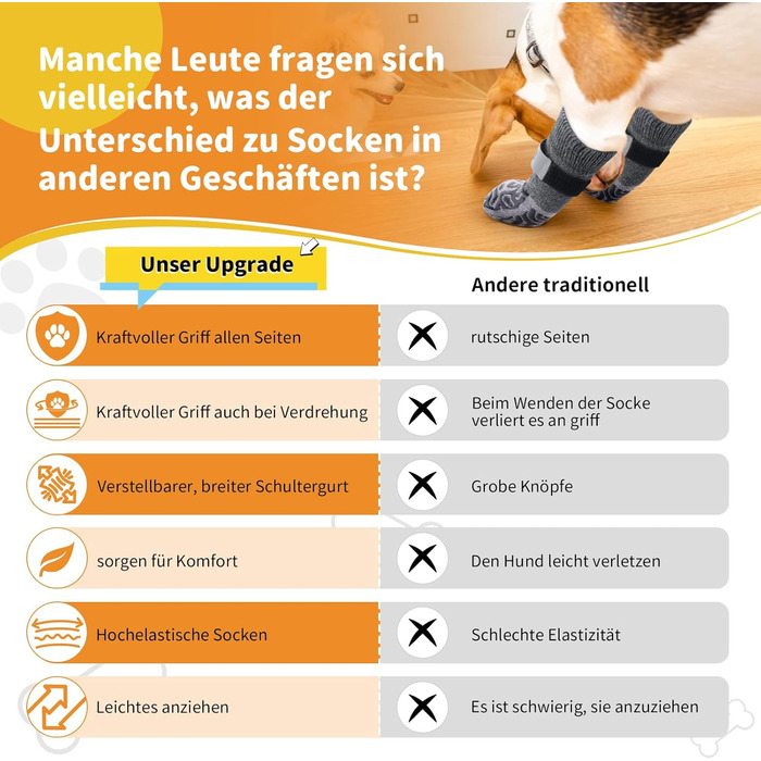 Шкарпетки для собак, 2 пари, протиковзкі, з м'яким захистом подушечок, з надійним застібкою, для дому (XS-2.0, сірий)