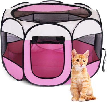 Клітка-загон для цуценят та дрібних тварин 74x74x43 см, рожева