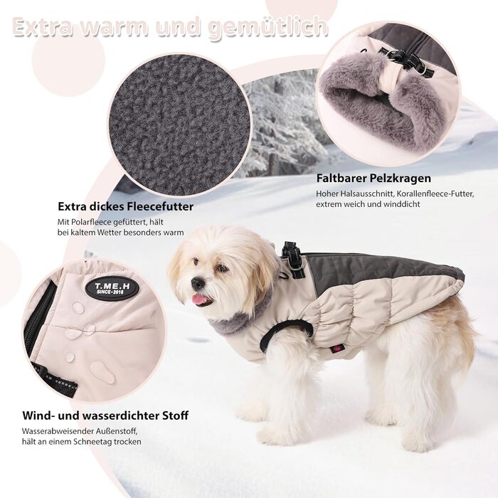 Зимова жилетка для собак Savlot, тепла, з D-кільцем, бавовна, 3XL, білий