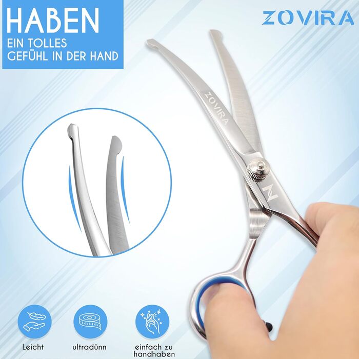 Професійні ножиці для грумінгу собак 6,5'', вигнуті, з круглим кінчиком та ножиці для стрижки подушечок лап. Ножиці для грумінгу собак, індивідуальна упаковка