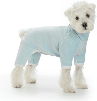 Флісова куртка для собак маленьких порід, зимова, 4 лапи, вітронепроникний костюм з отвором для повідка, зручний ролкраг-пуловер (Blue, XS)