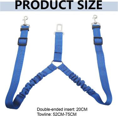 Ремінь безпеки для собак у машину, подвійний, еластичний, регульований з амортизатором та карабіном для маленьких та середніх собак (блакитний)
