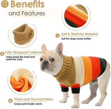 Теплий зимовий пуловер для собак AOFITEE для маленьких порід, пуловер на Новий Рік, в'язаний, з коміром-горловиною (Колір: Коричневий, Розмір: S)