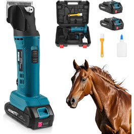 Професійна акумуляторна машинка для стрижки коней 500W | 2 батареї 2500mAh | 6 швидкостей | 2400 обертів/хв | Сумісна з Makita 18V