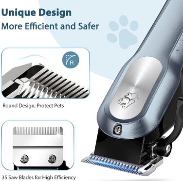 Машинка для стрижки шерсті собак та котів CGZZ Tierhaarschneidemaschine, тиха, з 8 насадками, блакитна