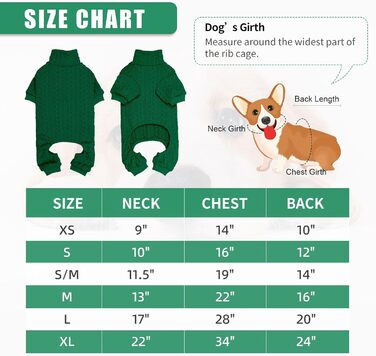 Светр для собак з коміром-горловиною, в'язаний, однотонний, для цуценят, теплий, для собак маленьких та середніх порід (зелений, розмір S/M)