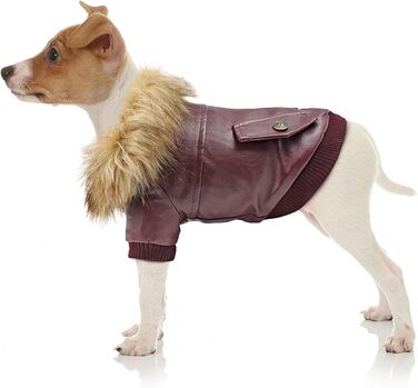 Шкіряна зимова куртка для собак Nasan Hundeantel, червона (XXL), водонепроникна