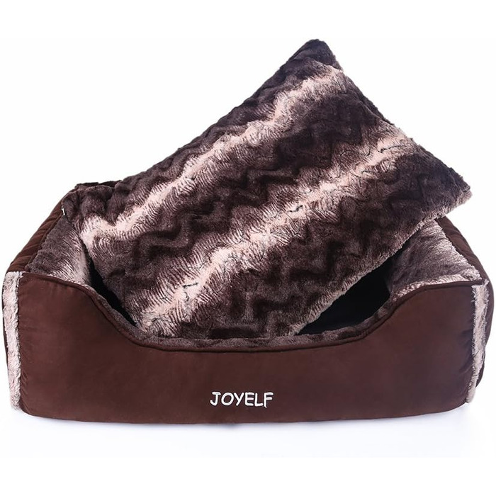 Крісло-ліжко для собак середнього розміру Joyelf з пральним покриттям. М'яке диванчик для котів та собак з іграшкою. Розмір: 76 x 56 x 18 см