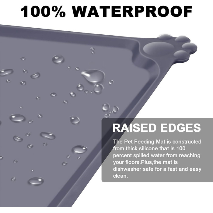Силиконовий килимок під годівницю для собак та котів, сірий, 54x38 см | MOACC
