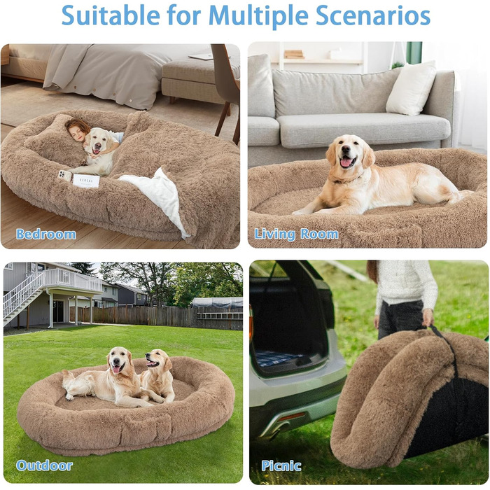 Ортопедичне ліжко для собак великих порід, XL, з пам'яті піною, вологостійке, знімний чохол, дизайн на замовлення (91,4 см, Хакі)