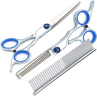 Набір ножиць для грумінгу собак та інших домашніх тварин 6 в 1, регульовані, з неслизькою ручкою