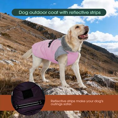 Водонепроникна та вітронепроникна куртка для собак Kuoser, теплий зимовий халат для великих собак, рожева XL