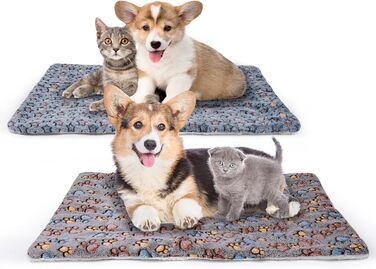 Кішечкове ліжко ICOOYO для собак та котів - м'яке ліжко з флісу, миється, для маленьких собак, котів, цуценят (61 x 41 см) (XL, принт 'лапа' та зірка)