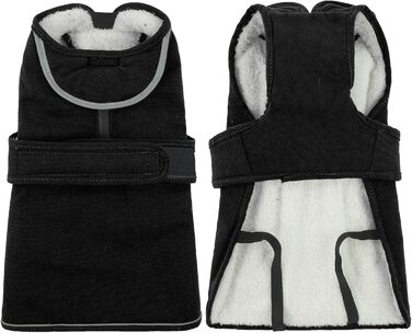 Водонепроникний зимовий одяг для собак Kuoser: теплий флісовий плащ для маленьких та середніх собак, чорний, розмір L (50-65 см)