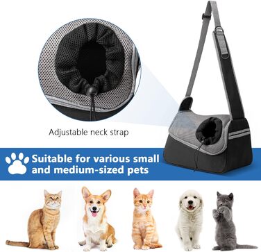 Сумка-переноска для собак та котів, чорна, до 5 кг, регульована, для прогулянок