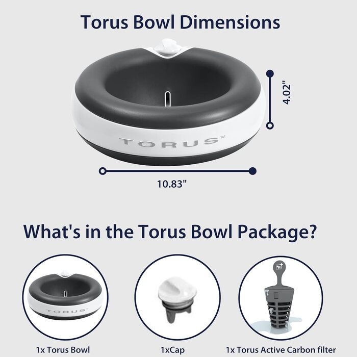 Автоматична поїлка для собак і котів Torus Pet Maxi, 2 л, з фільтрацією, вугільний фільтр, антибактеріальна, без BPA, для дому та подорожей