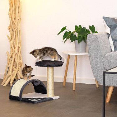 Дряпка для котів Lionto, компактна з іграшками, 43 см (сірий/білий)