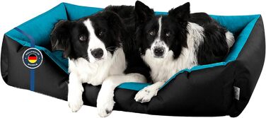 Лягушкове ліжко для собак BedDog LUPI, м'яке ліжко для собак з знімним та пральним чохлом, корзина для собак, диван для собак, для маленьких собак, S, чорно-сірий (BLUE-SKY (чорний/синій), L 150 x W 110 x H 28 см)