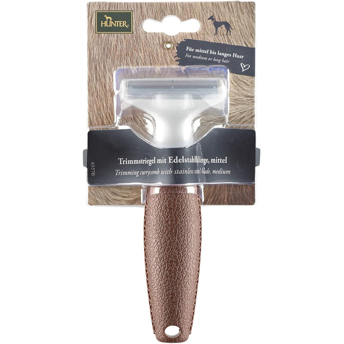 Трімштригель Hunter SPA з нержавіючою сталлю для собак та коней, 15,5 x 6,5 см, 47 зубців