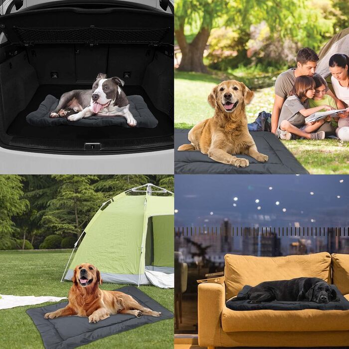 Килимок для собак, лежанка для тварин, портативна матрацна підстилка, водонепроникна, 90х60 см (Сірий). Підходить для маленьких, середніх та великих собак, для подорожей, кемпінгу, машини, переноски, дивана та підлоги.