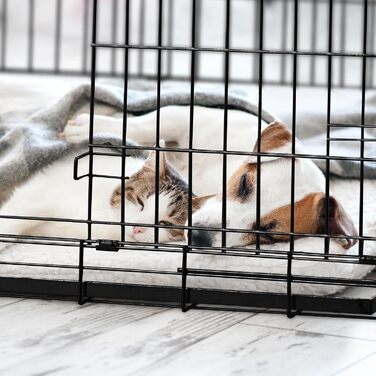 Клітка для собак Relaxdays, для дому та авто, HBT: 87 x 122 x 80 см, складана, з піддоном, 2 двері, ручка, сталь, чорна (розміри внутрішні: 46 x 62 x 51 см)