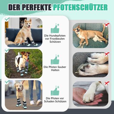 Чоботи для собак SlowTon - Водонепроникні зимові чоботи для собак, теплі снігоступи з неслизькою гумовою підошвою та світловідбиваючими смугами для собак маленьких та великих порід, розмір 5 (зелений)