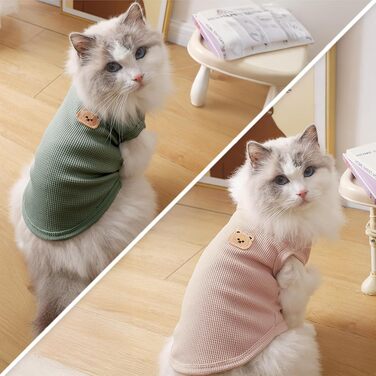 Футболка для котів Сфінкс (3 шт) XL (5.5-7.3 кг) Зелена та Рожева - Дихаюча літня/зимова котяча одяг