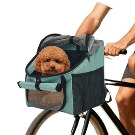 Фаркоп для собак, велосипедний кошик для собак, кошик для собак на велосипед спереду до 7,5 кг, 2 в 1 складаний рюкзак для собак з пряжками, ременями та сітковими вікнами, для маленьких собак, котів, цуценят (Блакитний)