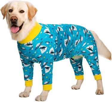 Піжама для собак, еластична, анти-волосся, пилозахисна, для середніх та великих собак (34/60см, зелений олень, 32/56см, синій динозавр)