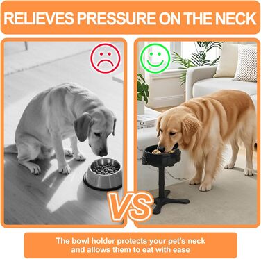 Підставка для годівлі собак, регульована по висоті, миска для води та корму, підвищена, регульована висота 5.5', 9.45', 13.2', стабільна та неслизька, для малих, середніх та великих собак, чорна