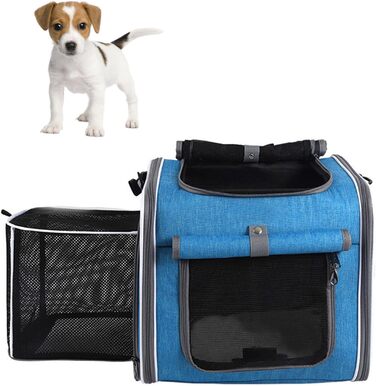 Кошик для собак Dpofirs, розширюваний, легкий, водонепроникний, для маленьких собак, з 4 сітковими вікнами, для їзди на велосипеді, для серферів, з швидкою фіксацією на кермі для легкої установки, підходить для (Блакитний)