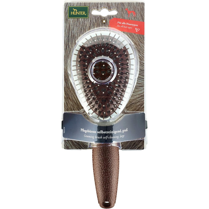 HUNTER SPA щітка для грумінгу собак, самоочисна, 22,5 x 8,0 см, L, сіра/коричнева