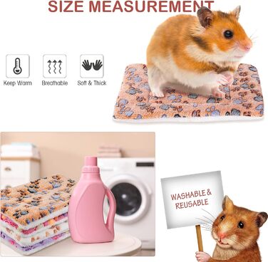 М'які лежанки для тварин Hestya (4 шт.) з милим малюнком, 32x25 см. Лежанка для собак, котів, кішок, морських свинок, підстилка у клітку, флісова, перевертається, товста, для миття.