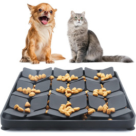 Килимок для повільного годування Hund & Katze Bowite Silikon з присосками для котів та маленьких собак (сірий)