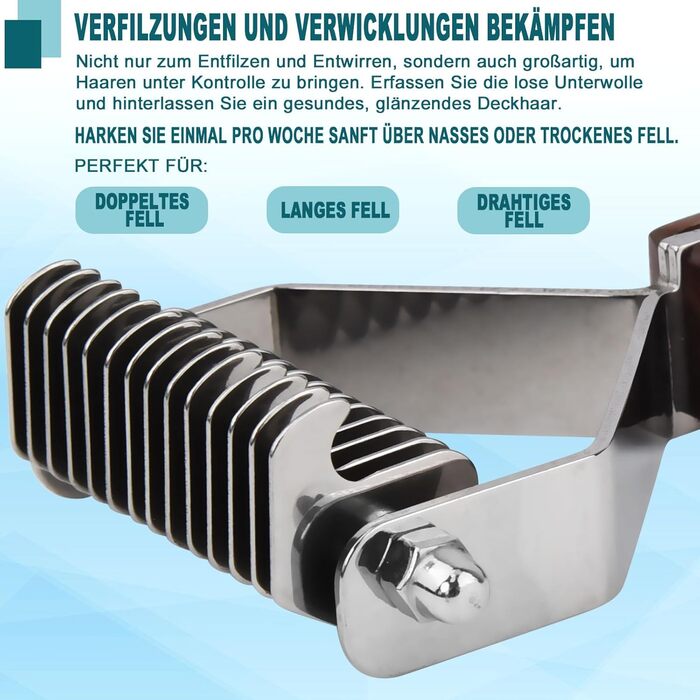 Тріммер для шерсті Coat King - щітка для собак та котів, 14 лез, 184x62 мм