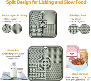 Килимок для повільного годування собак та котів, силіконовий, сірий - Slow Feeder для тварин