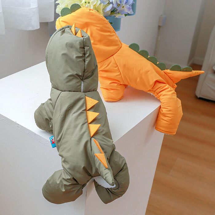 Теплий зимовий костюм для собак у вигляді динозавра (червоний, XS)