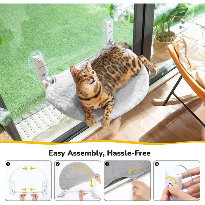 Гамак для котів CATISM на вікно, 50x36.5x20 см, сірий, з присосками