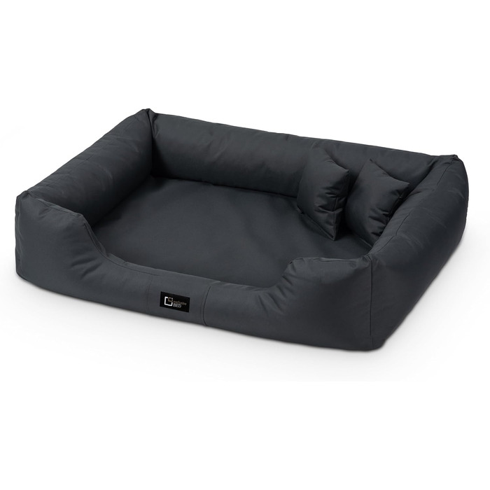 Ортопедичне ліжко для собак Puffi Orto, велике, середнє, маленьке - подушка для собак, килимок для собак з поліестеру - водовідштовхувальне, довговічне, зняття болю, стійке до зношування (XXL+|130x100см, Графіт)