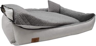 Ліжко для собак Odolplusz XXL - велике ліжко-софа для собак, м'яке собаче ліжко з подушкою | Знімний та пральний чохол [120x80 см, сірий] Сірий L 120 x W 90 x H 19 см