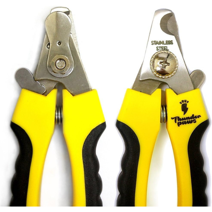 Професійна кусачка для обрізання кігтів собак Thunderpaws з захистом, блокуванням та пилочкою (середній-великий, зелений). Середній-великий, зелений (малий-середній, жовтий)
