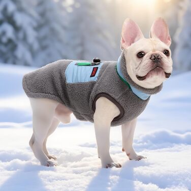 Зимова куртка для собак FeiaX Ware з флісу, тепла жилетка для собак з кільцем D, одяг для собак, варіація для маленьких та середніх собак (Сірий, L)