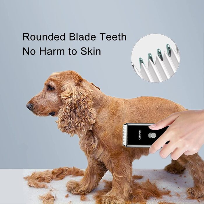 Електрична машинка для стрижки котів та собак, USB, акумуляторна, водонепроникна, безшумна (чорна)