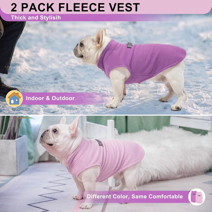 BEAUTYZOO флісовий светр для собак, 2 шт., для середніх порід, для дівчат та жінок, з кільцем для повідка, м'який та еластичний, пуловер-светр для цуценят