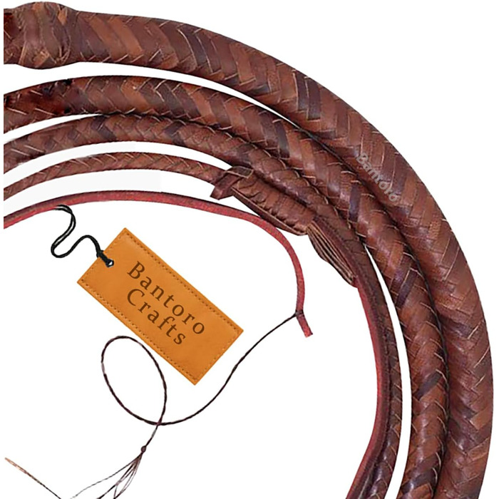 Бантаро Крафтс Пеітска Індіани Джонса з Кенгурячої Шкіри: Плетена Пеітска з 16 Пасом, Міцна, з Оббивкою з Шкіри, Гучне Тріскотлення, 4.8 м